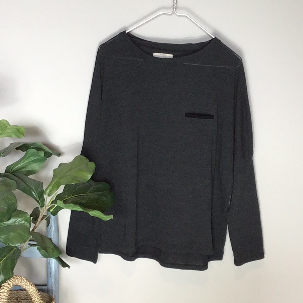 Zara > Gray Long Sleeve Top Medium